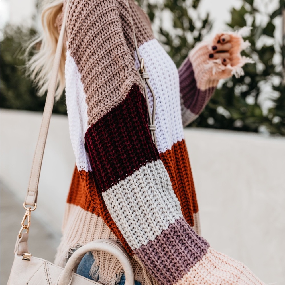MOCHACCINO STRIPED DISTRESSED SWEATER - Picture 5 of 6